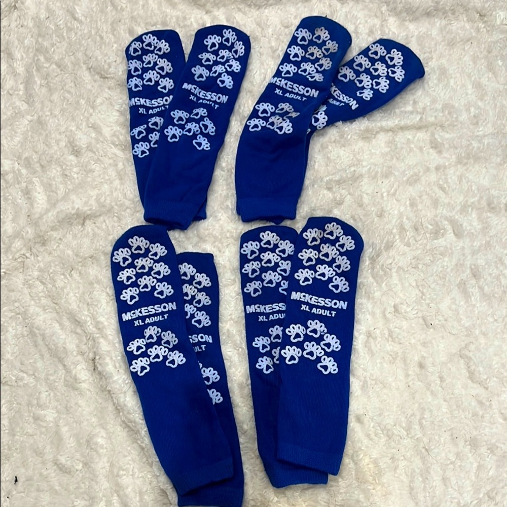 Blue Casual Crew Socks with Decorative Pattern